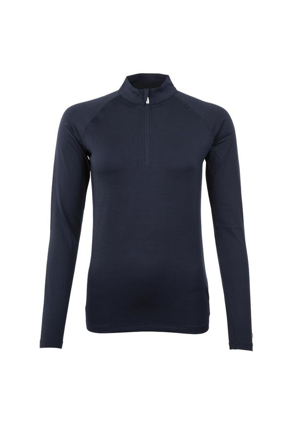 Koszulka jeździecka z długim rękawem i zamkiem błyskawicznym BR Equitation Event. Kolor: niebieski. Długość rękawa: długi rękaw. Długość: długie. Styl: sportowy