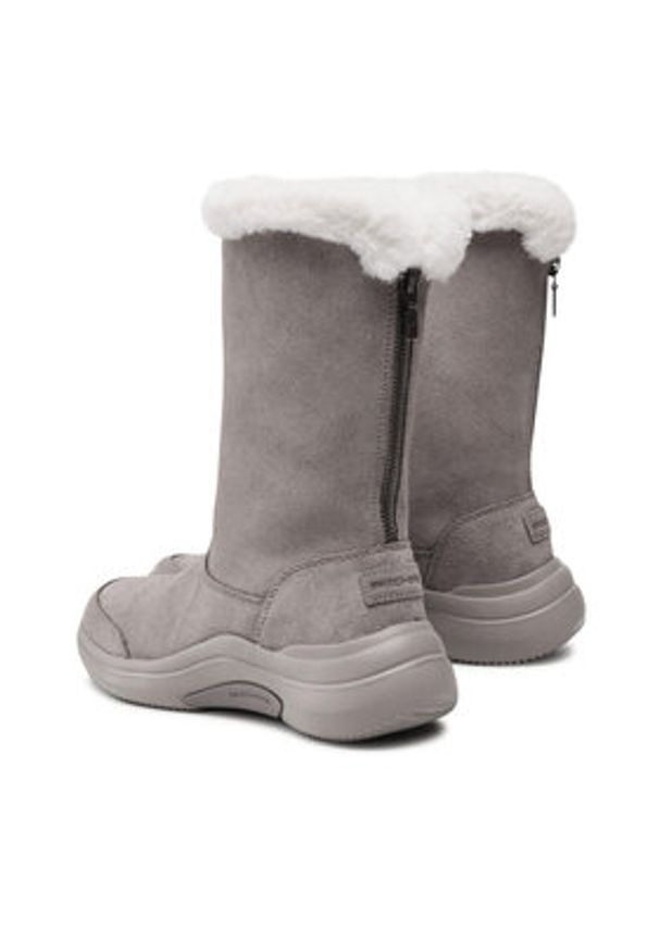 skechers - Skechers Kozaki On The Go Midtown 144299/DKTP Szary. Kolor: szary. Materiał: skóra, zamsz