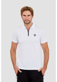EA7 Emporio Armani - EA7 Biała męska koszulka polo rozpinana na zamek, Rozmiar L. Typ kołnierza: polo. Kolor: biały