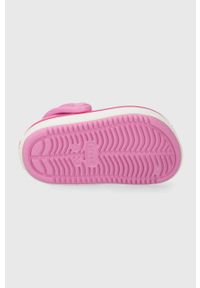 Crocs klapki dziecięce CROCBAND CLEAN CLOG kolor różowy. Nosek buta: okrągły. Kolor: różowy. Materiał: materiał, guma. Wzór: gładki #2