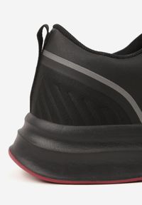 Born2be - Czarno-Czerwone Buty Sportowe Sznurowane z Siateczką Delle. Okazja: na co dzień. Kolor: czarny. Materiał: jeans #6