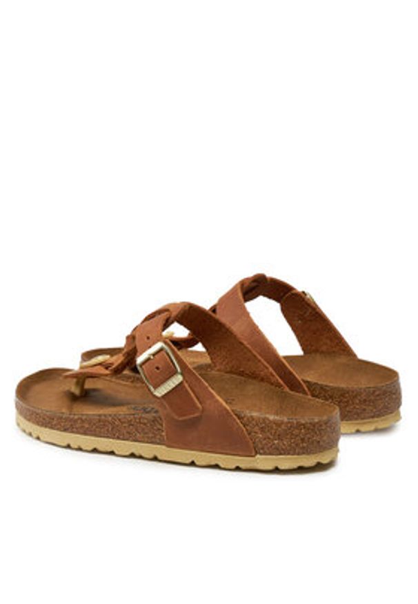 Birkenstock Japonki Gizeh Braided 1021336 Brązowy. Kolor: brązowy. Materiał: skóra
