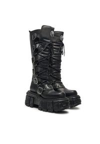 NEW ROCK Glany M-272-S3 Czarny. Kolor: czarny. Materiał: skóra. Styl: rockowy