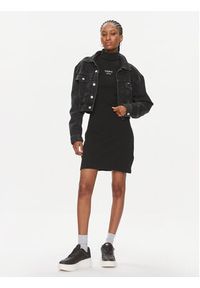 Tommy Jeans Sukienka dzianinowa Ess Logo DW0DW16481 Czarny Slim Fit. Kolor: czarny. Materiał: bawełna #6
