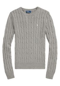 Polo Ralph Lauren Sweter Julianna 211943903001 Szary Regular Fit. Typ kołnierza: polo. Kolor: szary. Materiał: bawełna #5