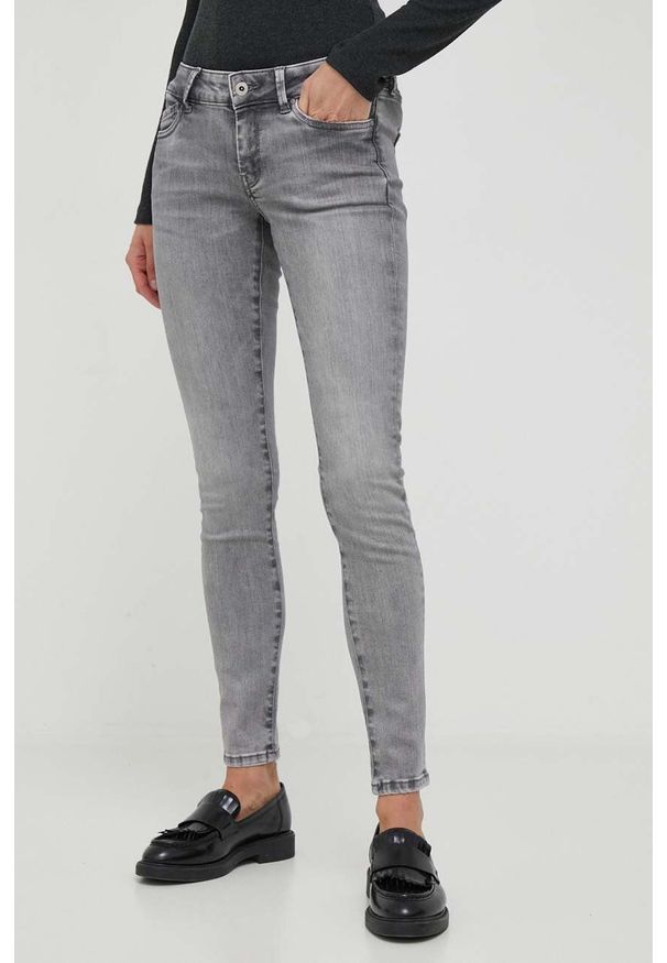 Pepe Jeans jeansy damskie kolor szary. Kolor: szary