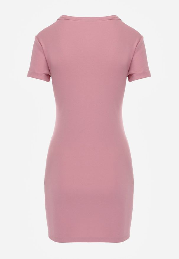 Born2be - Różowa Bawełniana Sukienka o Prostym Kroju Typu T-shirt Zelosise. Okazja: do pracy, na co dzień. Kolor: różowy. Materiał: bawełna. Typ sukienki: proste. Styl: sportowy, klasyczny, elegancki, casual