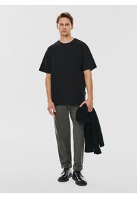 Pako Lorente - PAKO LORENTE – Czarny męski t-shirt basic. Okazja: na co dzień. Kolor: czarny, biały. Materiał: bawełna. Styl: casual #5