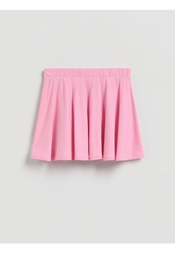 Reserved - Strukturalna spódnica mini - różowy. Kolor: różowy. Materiał: wiskoza, bawełna