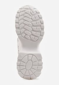 Renee - Białe Sneakersy na Platformie Ozdobione Cyrkoniami i Koronką Antea. Okazja: na co dzień. Kolor: biały. Materiał: koronka. Wzór: aplikacja, koronka. Obcas: na platformie #3
