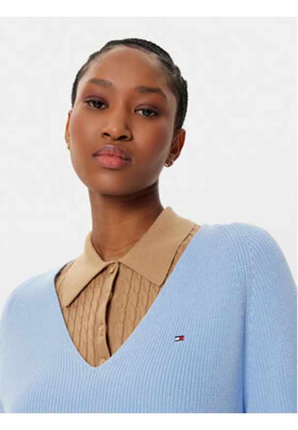 TOMMY HILFIGER - Tommy Hilfiger Sweter WW0WW44452 Niebieski Regular Fit. Kolor: niebieski. Materiał: bawełna