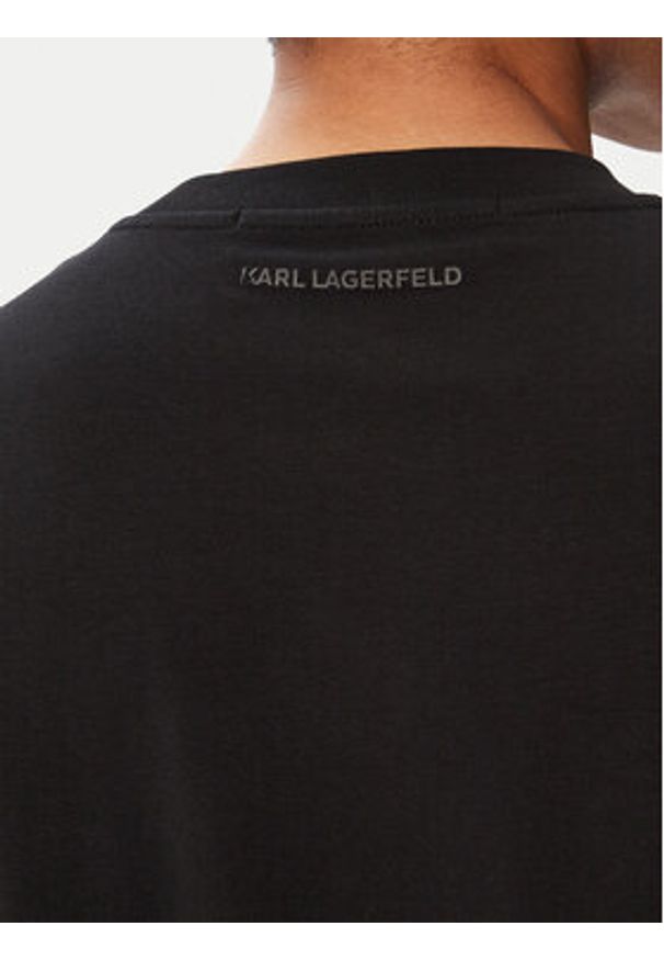 Karl Lagerfeld - KARL LAGERFELD T-Shirt 755045 563221 Czarny Regular Fit. Typ kołnierza: dekolt w karo. Kolor: czarny. Materiał: bawełna