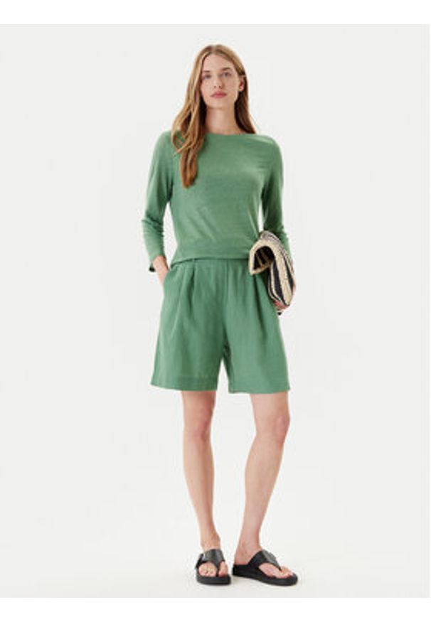 United Colors of Benetton - United Colors Of Benetton Bermudy 4AGHD901V Zielony Relaxed Fit. Kolor: zielony. Materiał: len