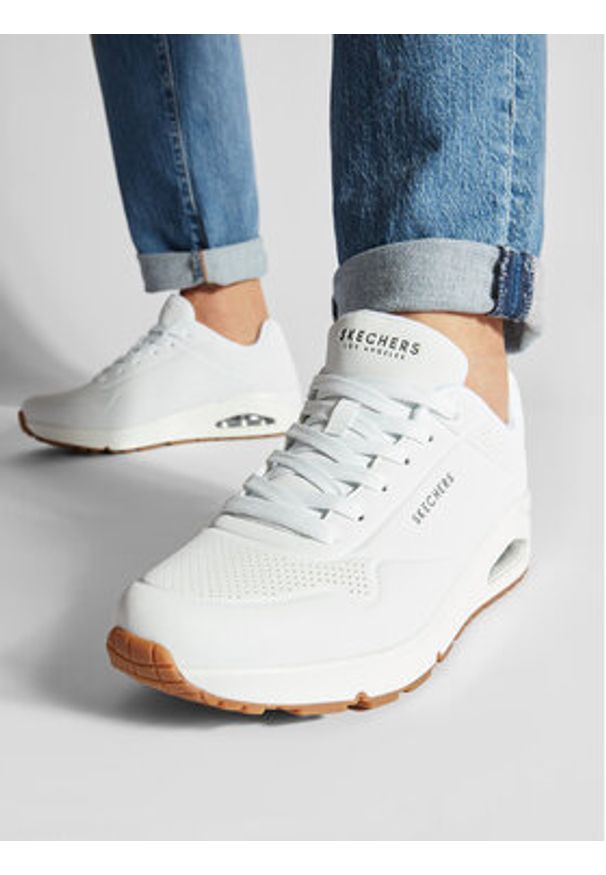skechers - Skechers Sneakersy Stand On Air 52458/WHT Biały. Kolor: biały. Materiał: skóra