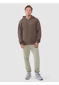 4f - 4F Bluza dresowa rozpinana z kapturem męska - brązowa 3XL. Okazja: na co dzień. Typ kołnierza: kaptur. Kolor: brązowy. Materiał: dresówka. Wzór: gładki, ze splotem. Styl: sportowy, casual