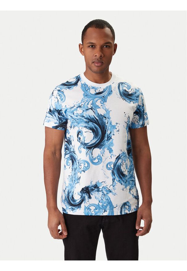 Versace Jeans Couture T-Shirt 80GAH6S0 JS543 Niebieski Regular Fit. Kolor: niebieski. Materiał: bawełna