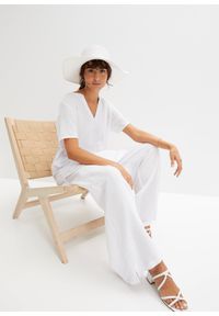 bonprix - Długa tunika muślinowa z czystej bawełny. Kolor: biały. Materiał: bawełna. Długość rękawa: krótki rękaw. Długość: długie, krótkie #2