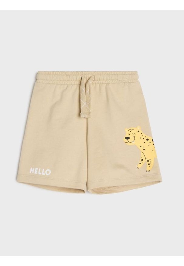 Sinsay - Bawełniane szorty z motywem lemparta - brązowy. Kolor: brązowy. Materiał: bawełna