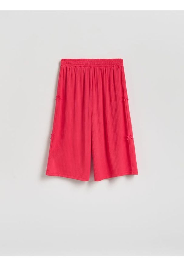 Reserved - Kuloty z kokardkami - intensywny róż. Kolor: różowy. Materiał: dzianina