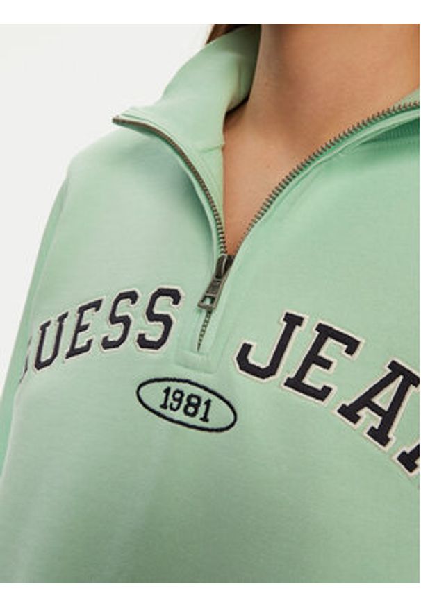 Guess Jeans Bluza W5RQ25 K68I4 Zielony Regular Fit. Kolor: zielony. Materiał: bawełna