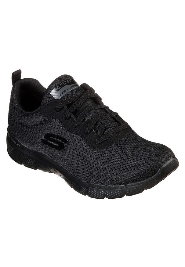 skechers - Buty do chodzenia damskie Skechers Flex Appeal 30. Zapięcie: sznurówki. Kolor: czarny. Materiał: syntetyk, tkanina, materiał. Szerokość cholewki: normalna. Sport: turystyka piesza