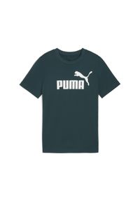 Puma - Młodzieżowa koszulka ESS z logo No. 1 PUMA Green Terrain. Kolor: zielony. Materiał: guma. Wzór: nadruk. Sport: joga i pilates