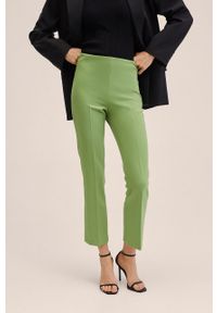 mango - Mango spodnie Atenas damskie kolor zielony szerokie high waist. Stan: podwyższony. Kolor: zielony