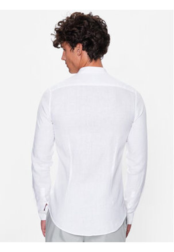 Calvin Klein Koszula K10K109511 Biały Slim Fit. Kolor: biały. Materiał: len