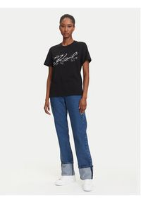 Karl Lagerfeld - KARL LAGERFELD T-Shirt A3W17018 Czarny Regular Fit. Typ kołnierza: dekolt w karo. Kolor: czarny. Materiał: bawełna #4