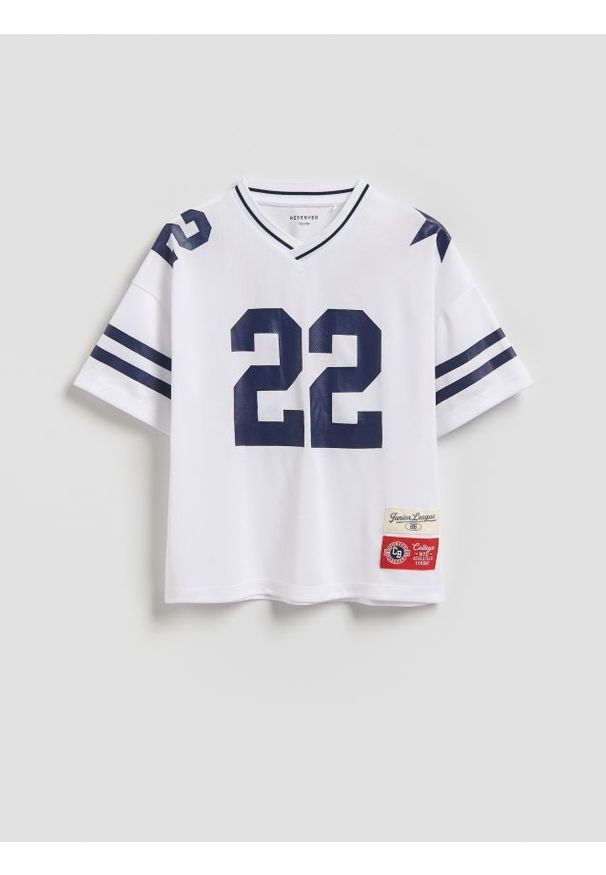 Reserved - T-shirt z nadrukiem - biały. Kolor: biały. Materiał: materiał. Wzór: nadruk