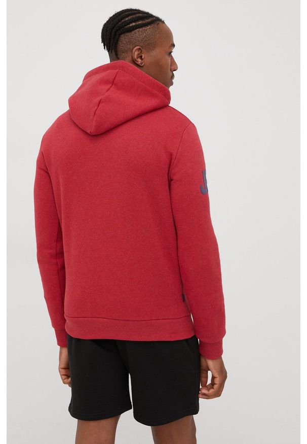 Superdry bluza męska kolor czerwony z kapturem z aplikacją. Okazja: na co dzień. Typ kołnierza: kaptur. Kolor: czerwony. Materiał: dzianina. Wzór: aplikacja. Styl: casual