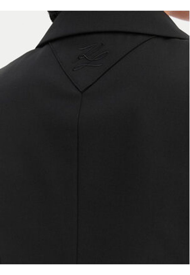 Karl Lagerfeld - KARL LAGERFELD Kamizelka garniturowa B1W14009 Czarny Slim Fit. Typ kołnierza: dekolt w karo. Kolor: czarny. Materiał: syntetyk
