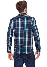 Wrangler - KOSZULA WRANGLER LS 1PKT SHIRT NAVY W5953T835. Wzór: kratka