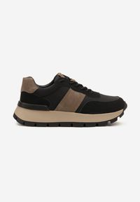 Born2be - Czarno-Brązowe Sneakersy na Grubej Podeszwie Ellitte. Okazja: na co dzień. Kolor: czarny. Materiał: jeans