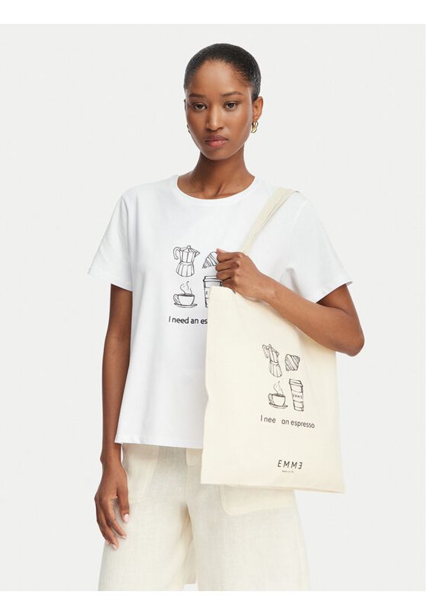 Marella T-Shirt Gola 2615971072 Écru Regular Fit. Kolor: kremowy. Materiał: bawełna