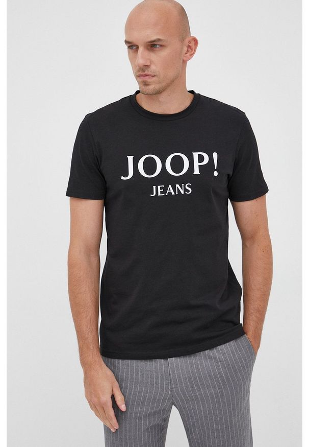 JOOP! - Joop! t-shirt bawełniany kolor czarny z nadrukiem. Kolor: czarny. Materiał: bawełna. Wzór: nadruk