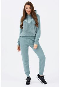 Emporio Armani - EMPORIO ARMANI Zielona pluszowa bluza damska, Rozmiar XS. Kolor: zielony. Materiał: prążkowany, poliester. Wzór: aplikacja #4