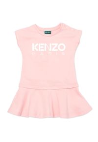 Kenzo kids - Sukienka dzianinowa Kenzo Kids. Kolor: różowy. Materiał: dzianina #1