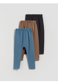 Reserved - Bawełniane legginsy 3 pack - jasnoniebieski. Kolor: niebieski. Materiał: bawełna