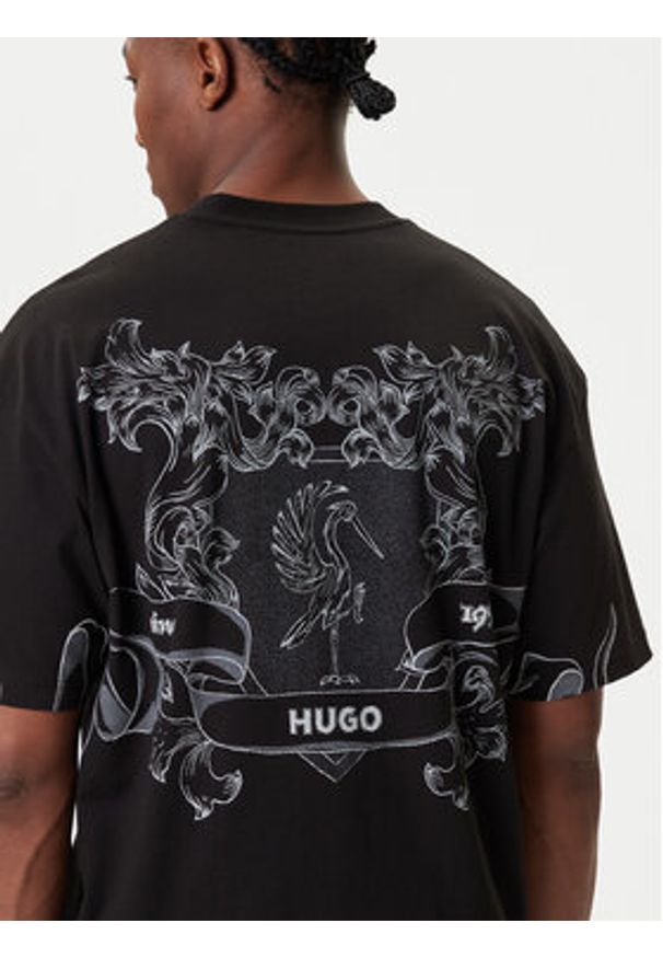 Hugo - HUGO T-Shirt Duarms 50542817 Czarny Oversize. Kolor: czarny. Materiał: bawełna