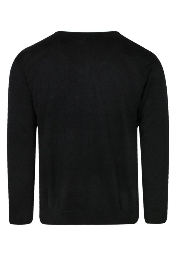 Max Sheldon - Sweter Czarny, Wzór Geometryczny, Okrągły Dekolt (U-neck), Męski - MAX SHELDON. Kolor: czarny. Materiał: bawełna, akryl. Wzór: geometria. Sezon: zima, jesień. Styl: klasyczny