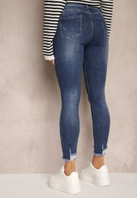 Renee - Niebieskie Jeansy Skinny z Bawełny High Waist z Przetarciami Erilisa. Okazja: na co dzień. Stan: podwyższony. Kolor: niebieski. Styl: klasyczny, casual, elegancki #3