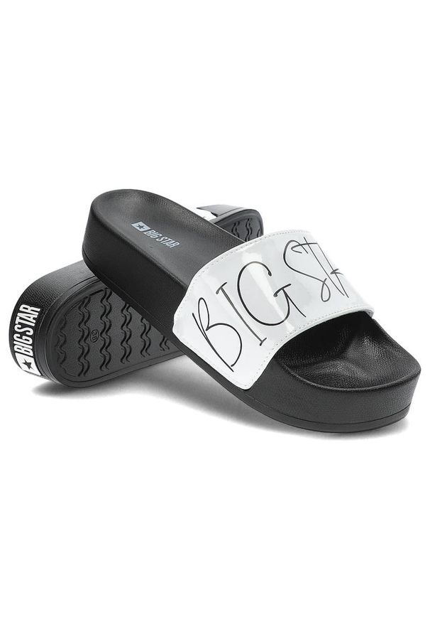 Big-Star - Białe Klapki Big Star Modne Buty Na Lato. Okazja: na plażę. Kolor: biały. Wzór: nadruk. Sezon: lato