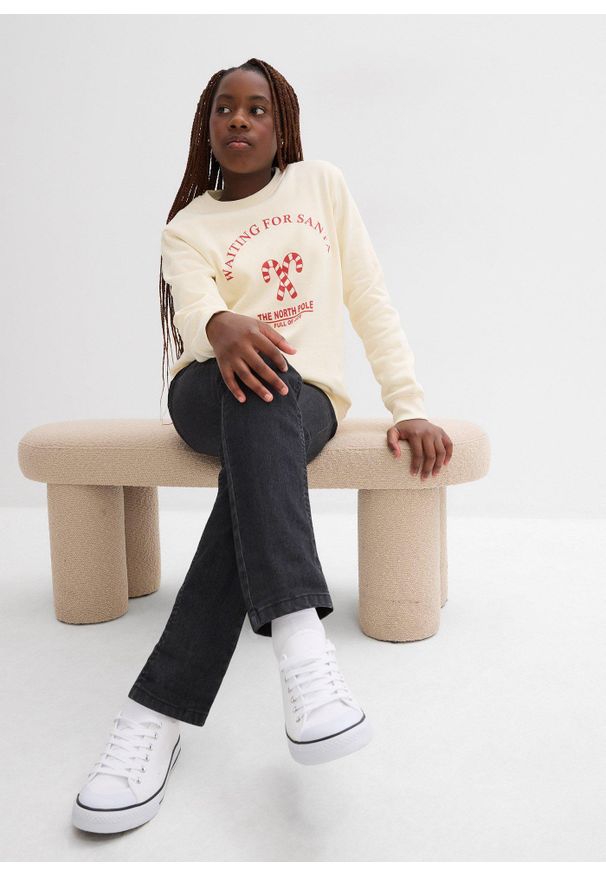 bonprix - Bluza z czystej bawełny organicznej. Kolor: beżowy. Materiał: bawełna. Styl: wizytowy