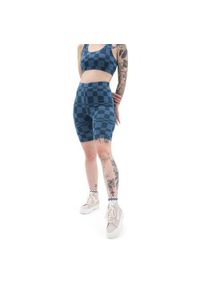 Spodnie sportowe damskie Vans Flying V Print Legging. Kolor: niebieski. Długość: krótkie. Wzór: nadruk