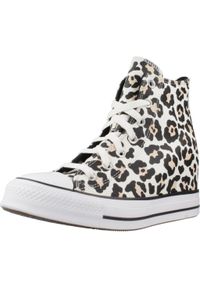 Converse - Kapcie CONVERSE CHUCK TAYLOR ALL STAR WEDGE PLATFORM LEOPARD Nadruk zwierzęcy. Kolor: wielokolorowy. Materiał: tkanina. Wzór: motyw zwierzęcy, nadruk. Obcas: na platformie
