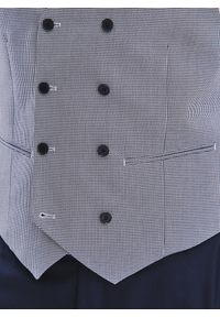 Pako Lorente - PAKO LORENTE - Granatowa dwurzędowa kamizelka w drobną kratę. Okazja: na co dzień. Kolor: niebieski. Materiał: poliester, wiskoza. Wzór: kratka. Styl: casual #10