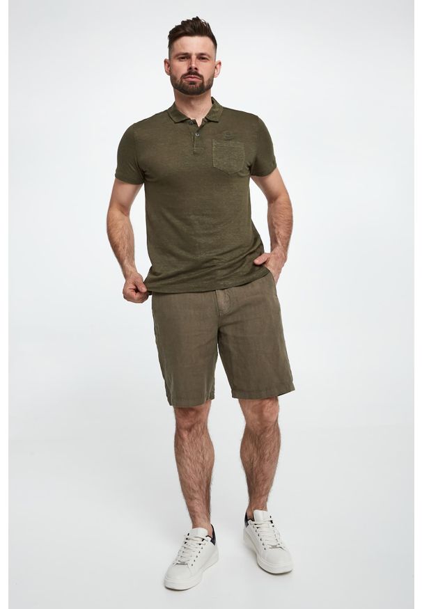 Aeronautica Militare - Bermudy męskie lniane AERONAUTICA MILITARE. Materiał: len