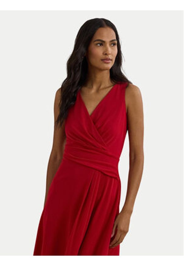 Lauren Ralph Lauren - LAUREN RALPH LAUREN Sukienka koktajlowa 250865006023 Czerwony Regular Fit. Kolor: czerwony. Materiał: syntetyk. Styl: wizytowy
