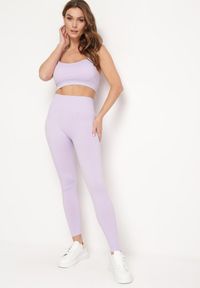 Born2be - Fioletowy Komplet Sportowy Biustonosz na Ramiączkach i Legginsy z Gumką w Pasie Nadlira. Kolor: fioletowy #3